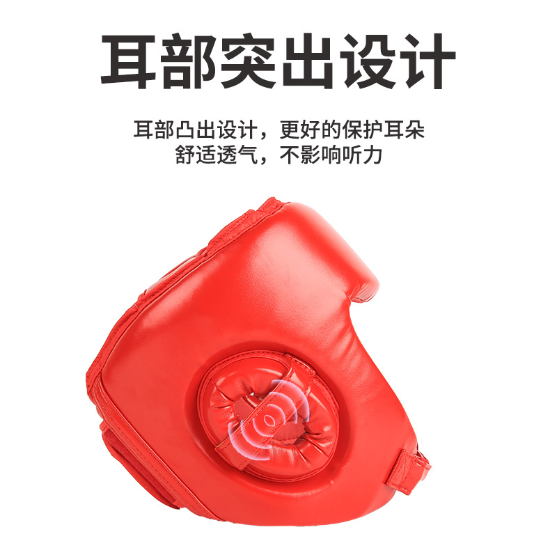 Transfronterizo Kangrui Cabeza protectora Sanda de PU de alta elasticidad y resistente al desgaste Fabricante de equipo de protección de lucha Sanda