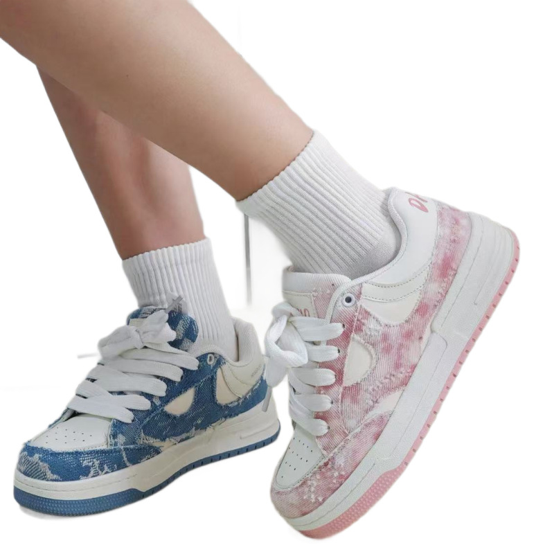 牛仔拼色板鞋女春秋新款休闲运动鞋透气耐磨小白鞋女鞋|undefined