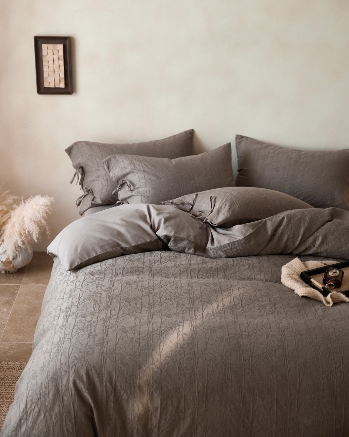 Parure de lit en coton jacquard style scandinave housse couette_voghion.com