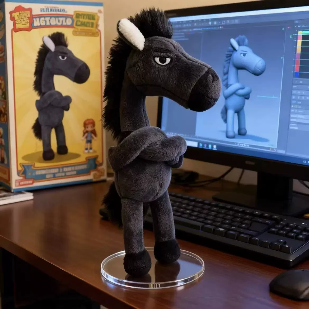 新款黑马 毛绒挂饰 2026马年吉祥小马玩偶高冷黑马宝宝挂件毛绒送