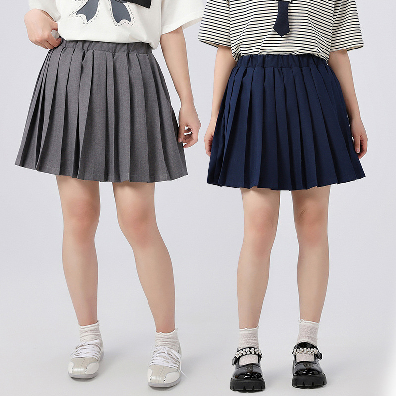 初中女童夏季百褶裙大童宽松防走光半身裙学生校服裙jk裙大码短裙