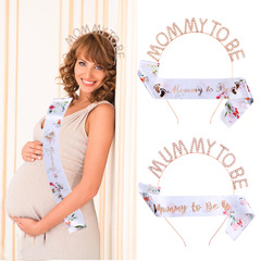 Baby Shower Accessory Set for Mummy to Be: Headband and Shoulder Strap with 2 Pieces, Party Headress