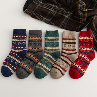 22 Years New Product Amazon Export Winter Socks for Women Thickeneded Terry Heart Octagonal Flower Ethnic Style European and American Women's Socks