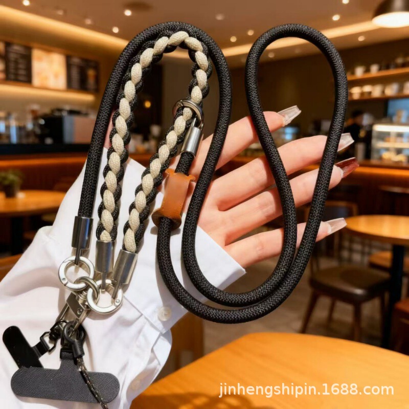 Creative Versatile Color-Blocking Phone Lanyard Neck Strap Crossbody Multifunctional Woven Accessory Anti-Loss Phone Chain Creative Versatile Color-Blocking Phone Lanyard Neck Strap Crossbody Multifunctional Woven Accessory Anti-Loss Phone Chain