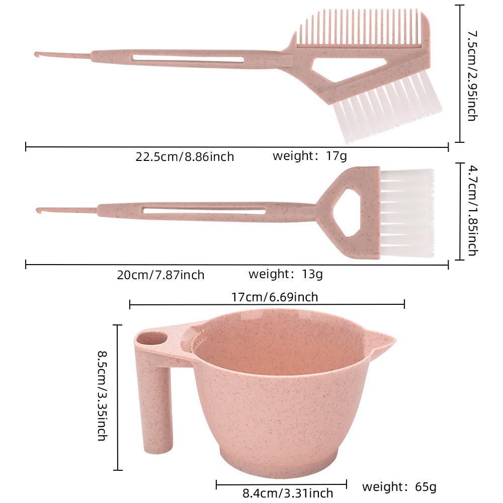 Set de herramientas de teñido de cabello de paja de trigo, cuenco de teñido de cabello doméstico, cepillo de teñido de cabello blando, agitador de cabello, peine de aceite, artefacto de teñido de cabello