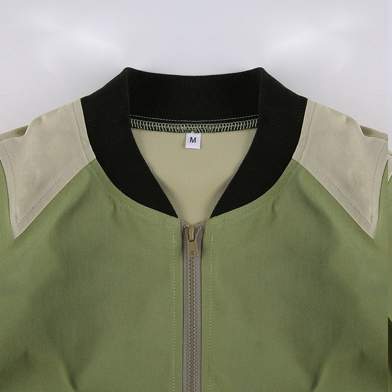 Green Short Shoulder Pad Jacket NSKAJ97251