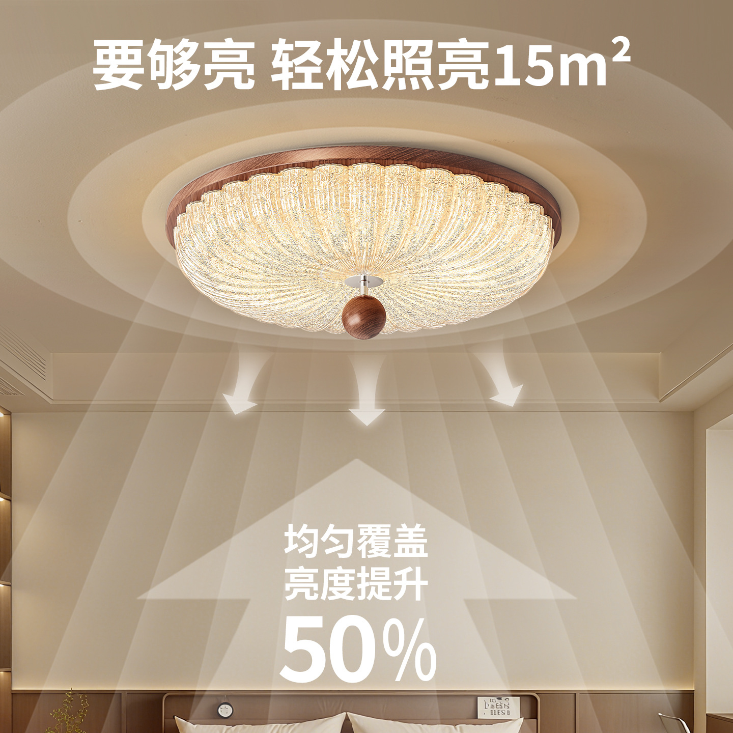 Lámpara de techo del dormitorio medieval francés retro color nuez dormitorio principal estudio de protección de los ojos creativo Zhongshan lámpara 412L