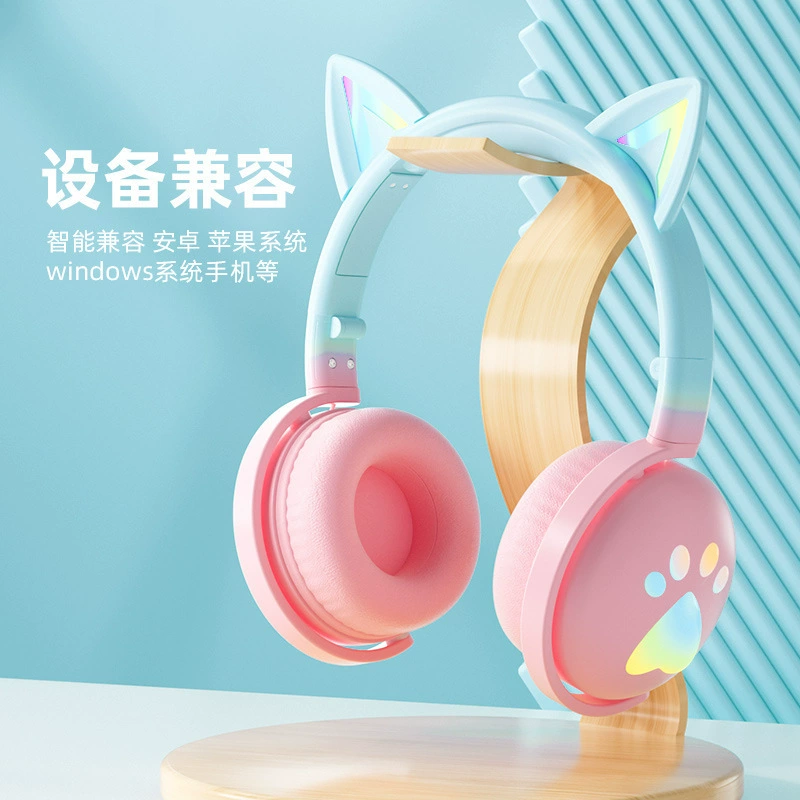 KE-28 носимая беспроводная Bluetooth гарнитура уши кота градиент цвет детям игра сеть класс голосовой чат E-sports взрыв