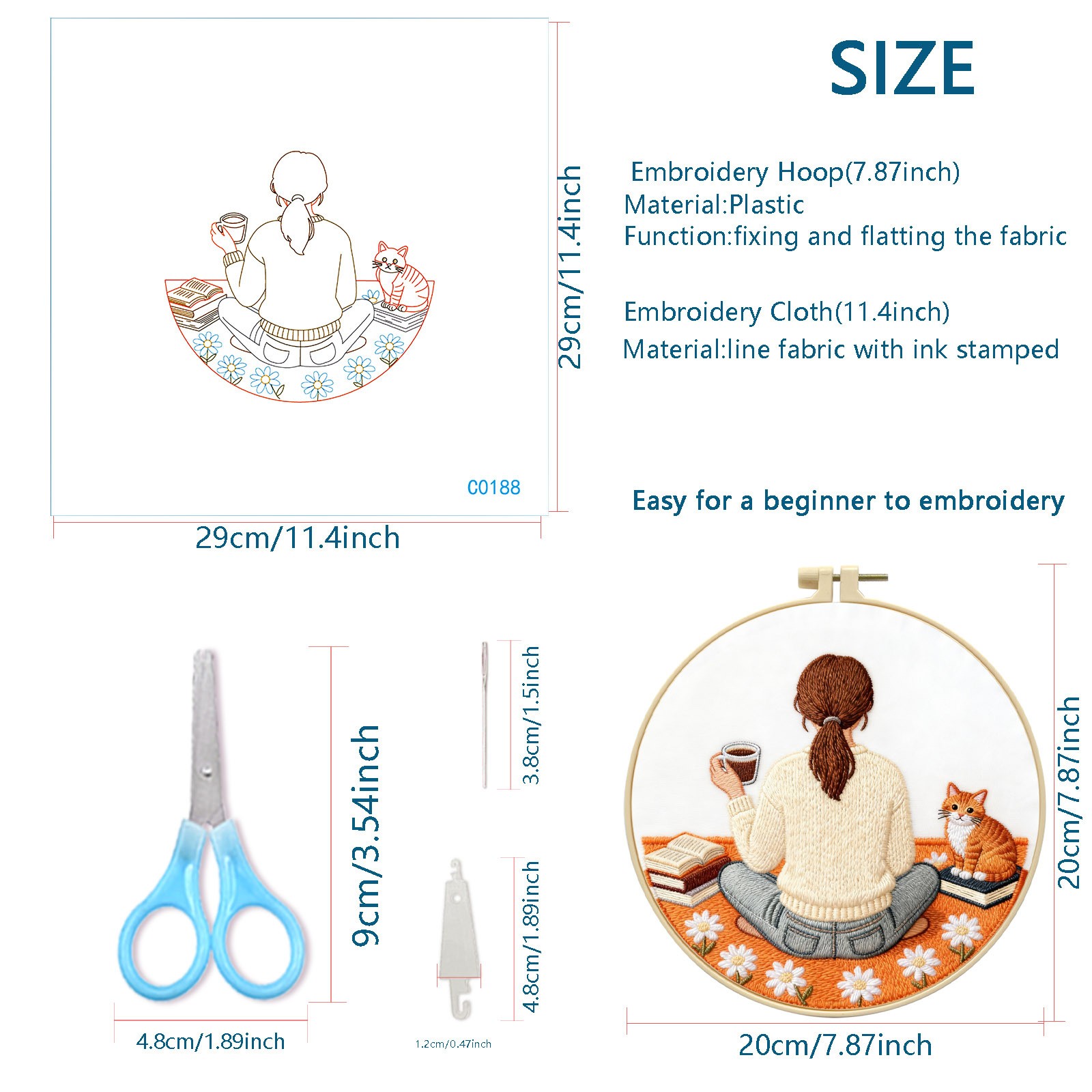 Pequeñas piezas transfronterizas bordadas a mano DIY material paquete principiante adornos hechos a mano fabricantes de café chicas al por mayor cabello recto