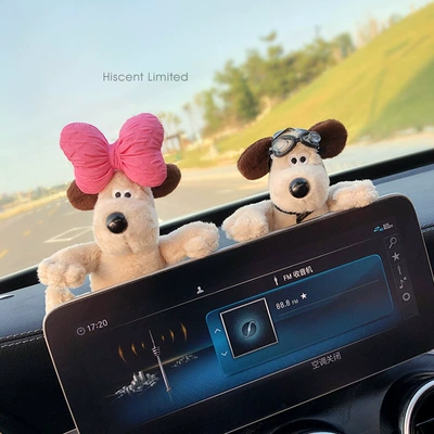Car ornaments Lying down Doll Car Decoration - rose-knot-flying-mirror-dog-lying-on-screen-ornaments-1-pair