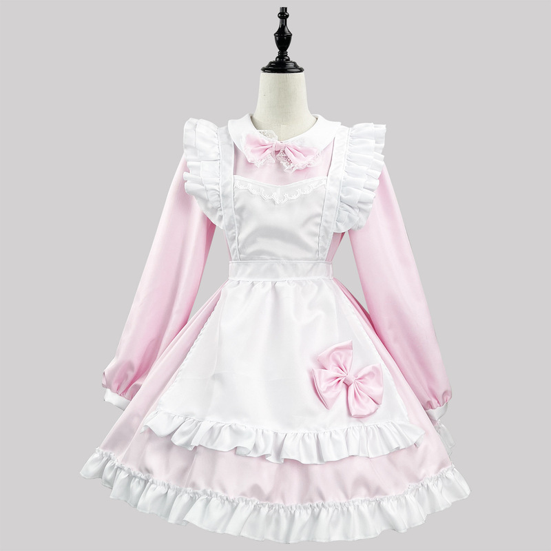 オリジナル超萌え日系白黒メイド服クロスボーダー長袖メイド服コスプレ衣装|undefined