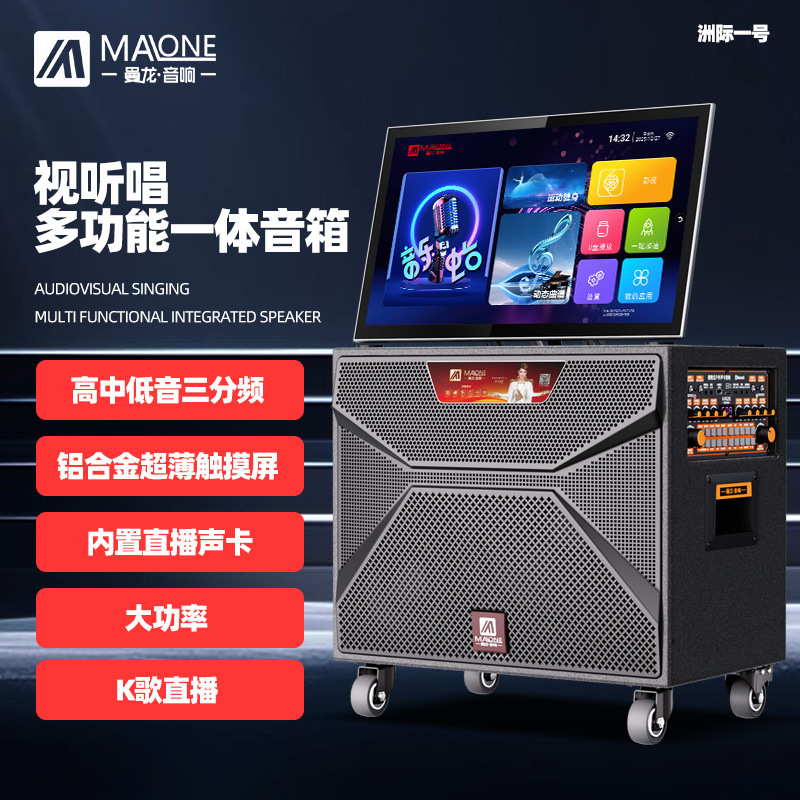 Manlong's New Model with Display Screen Karaoke Mobile Singing Machine Ktv All-In-One High-Power Outdoor Singing Square Dance Speaker