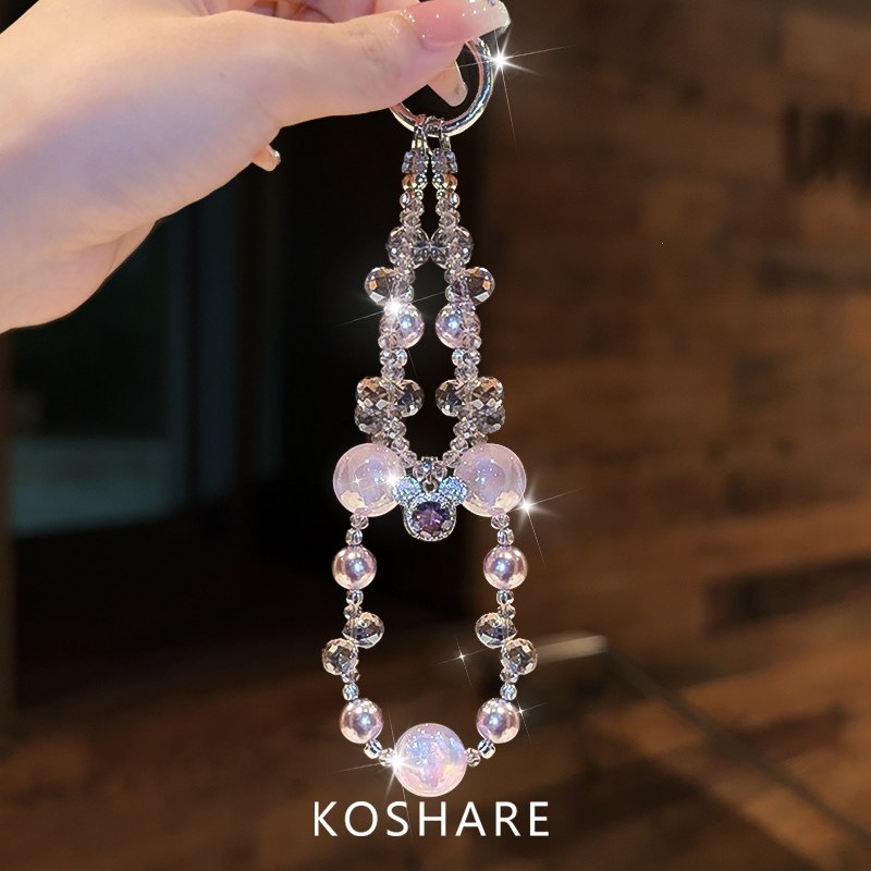 Honey Peach Cat Flash Diamond cadena de teléfonos móviles ligera de lujo nicho de alta calidad bolsos de cristal colgante colgante de mano lindos dibujos animados