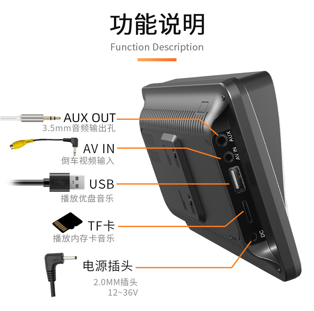7inch Wireless Carplay Portable Screen Pnd Sunshade Car Central Control Screen Car Navigator Mp5 Player