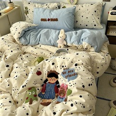 A類ベッド用品4点セット純綿水洗綿シーツカバー笠布団カバー学生寮シングル3点セット2