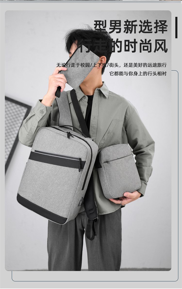 A new 16-inch cross-border computer three-in-one backpack with USB charging, a large-capacity business and leisure backpack for junior high school students, for men details Picture