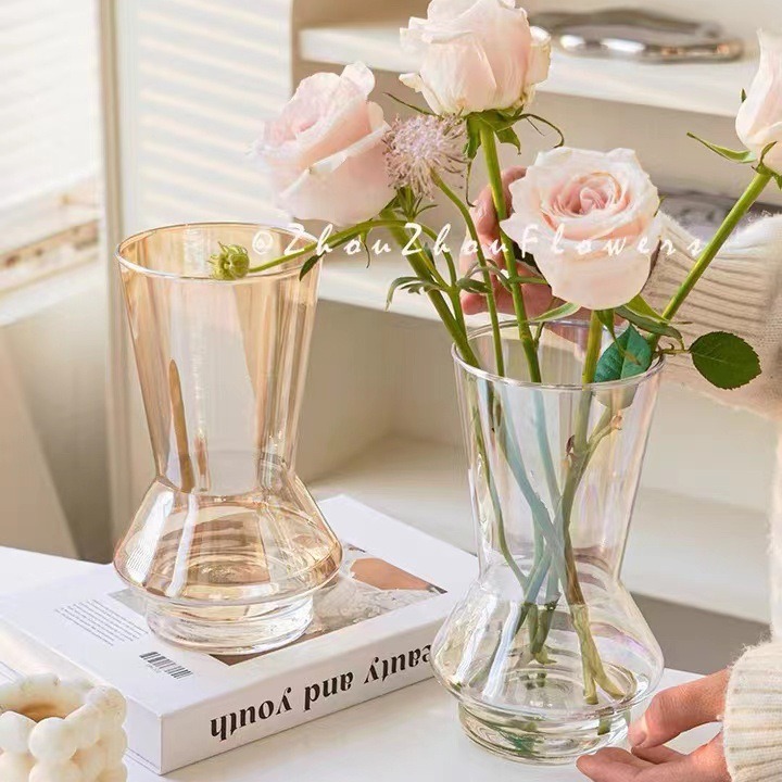 Modern Northern European style simple glass vase transparent water…