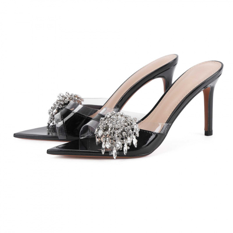 2025 Summer New Party Rhinestone High Heels Pointed Toe Elegant Ladies' Stunning Thin Heel Open-Toe Women's Sandals_vogvips.com