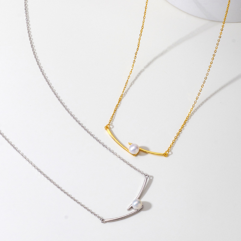 S925 plata esterlina palillos de agua dulce collar de perlas mujer clavícula cadena luz lujo nicho diseño simple colgante collar