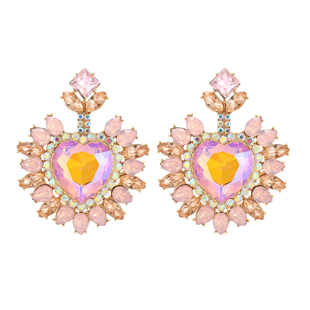 Glam Heart Shape Glass Women's Drop Earrings display picture 4