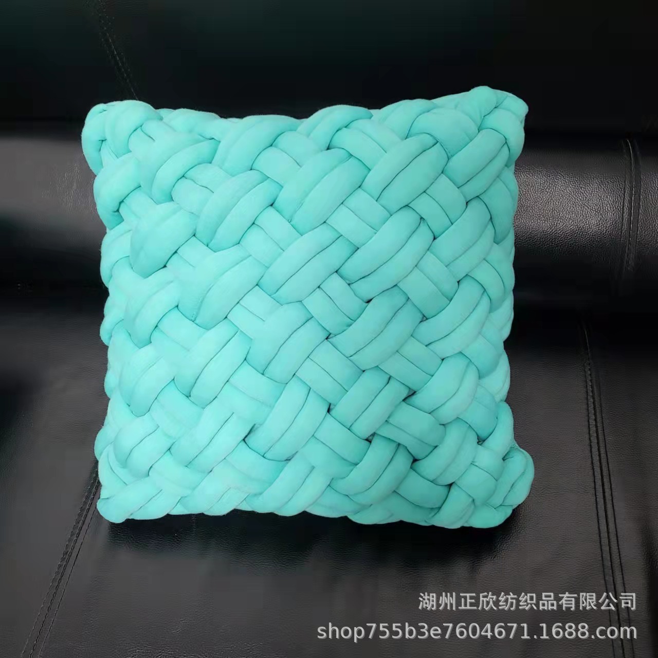 跨境布条线沙发椅子腰枕靠枕抱枕 编织粗毛线ins北欧款午睡