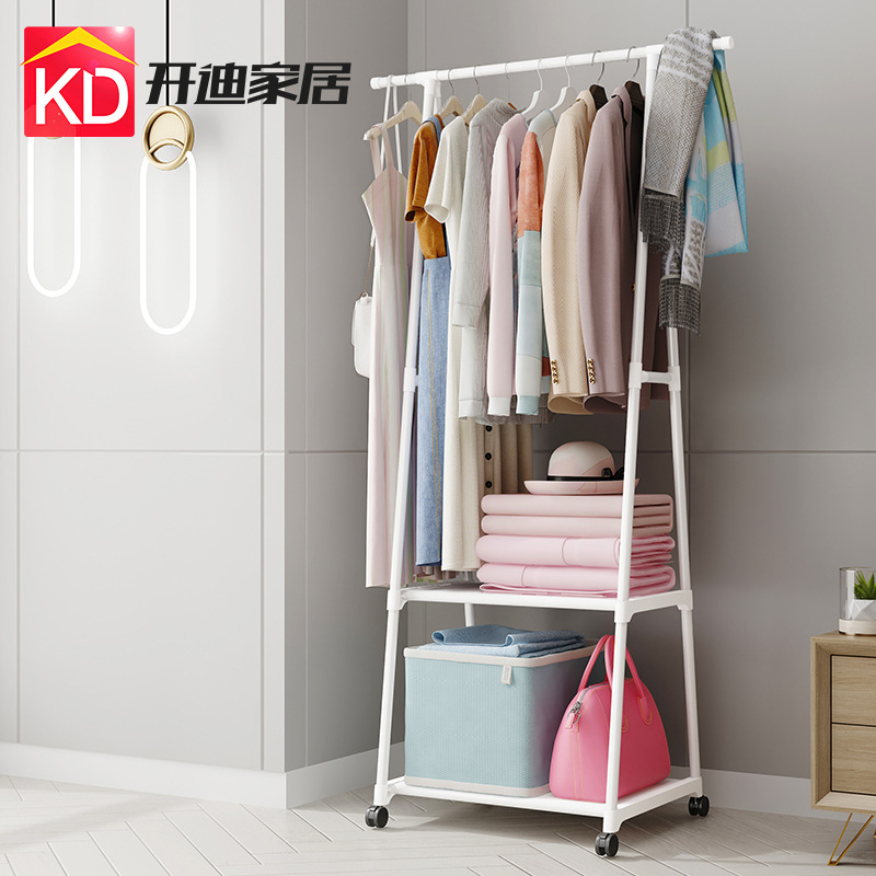 Simple clothes rack floor-standing hanger bedroom wardrobe hanger clothes storage rack double-bar shelving cabinet