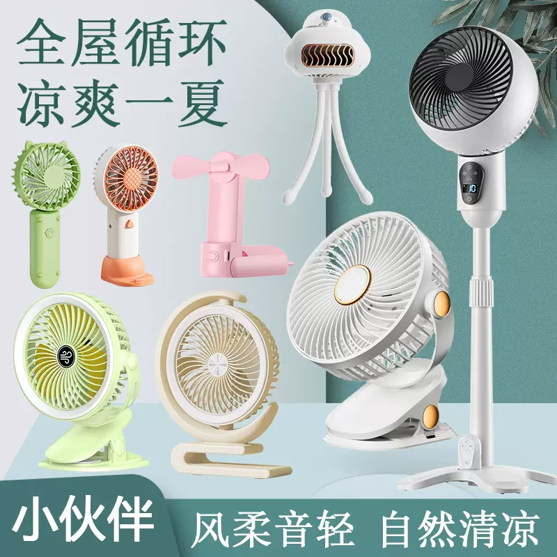 跨境新品风扇USB循环扇 静音大风力居家宿舍便携挂壁桌面小风扇