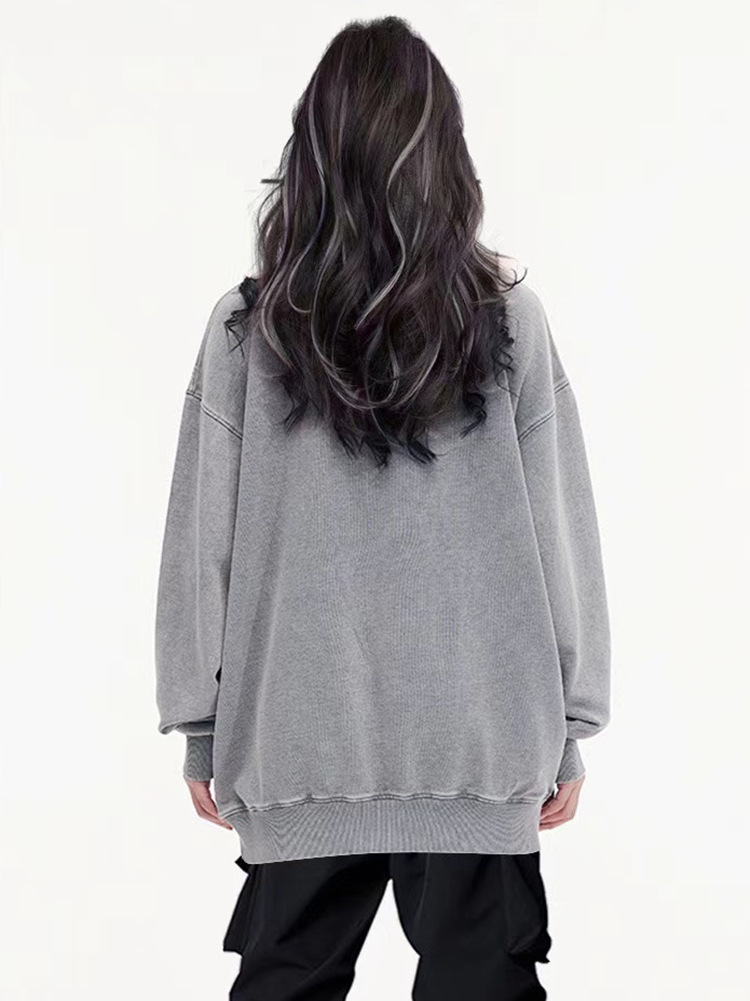 2026 letras de impresión camiseta de moda casual cuello redondo hombre y mujer chaqueta de manga larga abrigo suelto camiseta de tamaño grande versátil