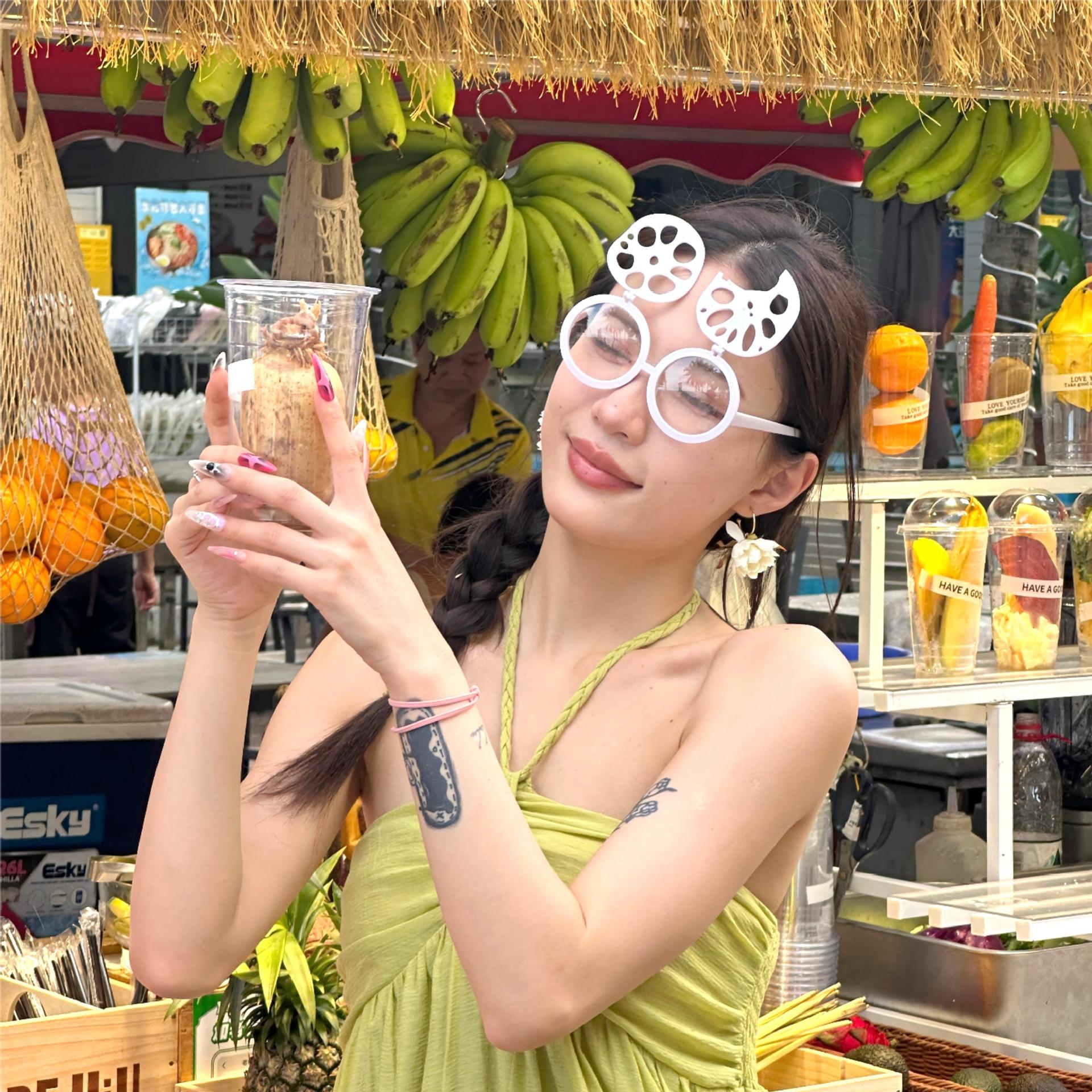 Gafas con Solapa de Raíz de Loto de ABS Decorativas para Fiestas y Fotografía