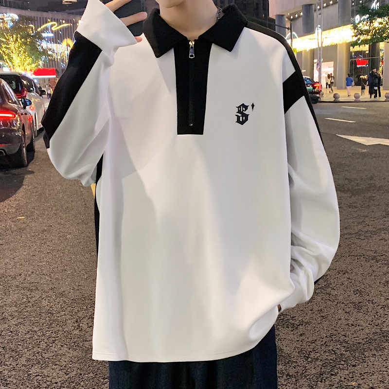 Polo-Shirt-Pullover mit halbem Reißverschluss für Herren, Übergröße, Trendig, Locker geschnitten, High-Street-Style, Stilvoll und lässig_voghion.com