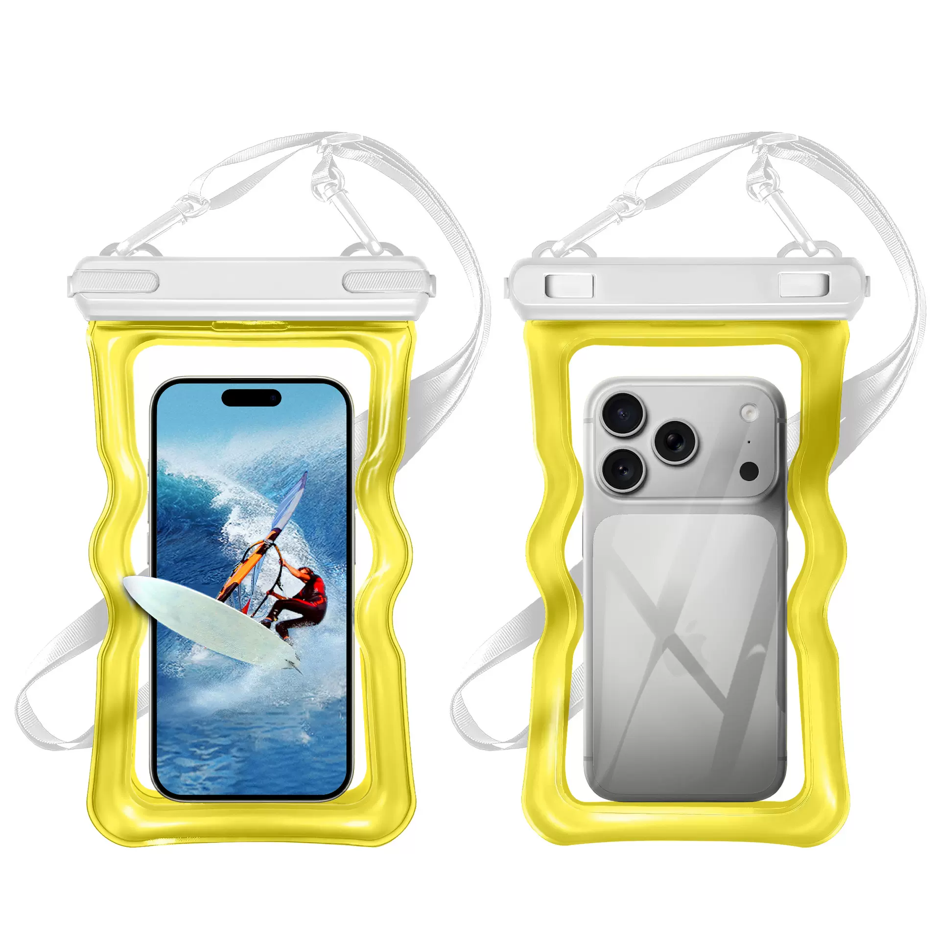 新款气囊手机防水袋波浪防水手机套ipx8游泳潜水TPU手机保护套