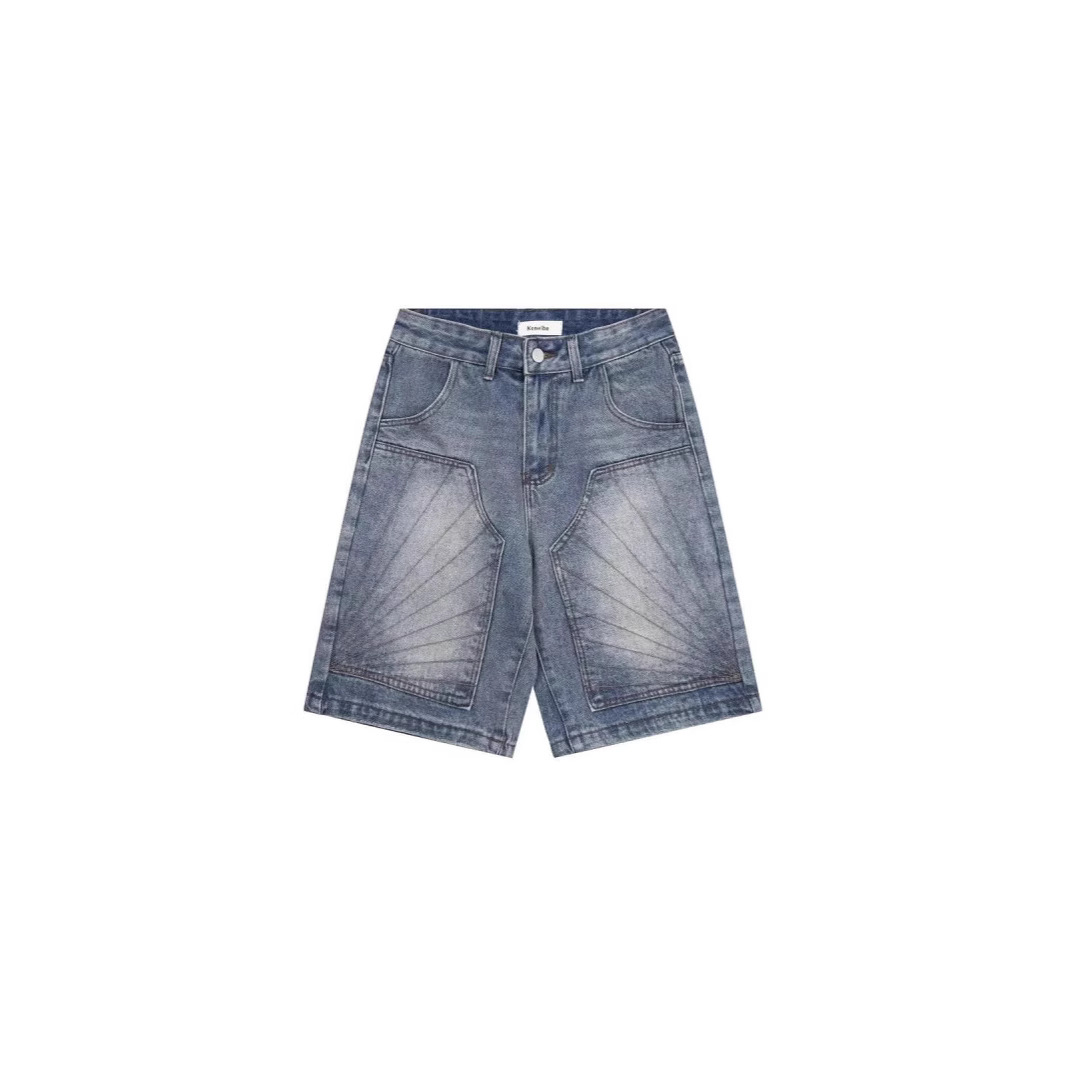 Men's Clothing Unisex Summer Retro Washed Denim Shorts Straight Leg Five Point Distressed Loose Fit Trendy Men's Clothing_mkmklike.com