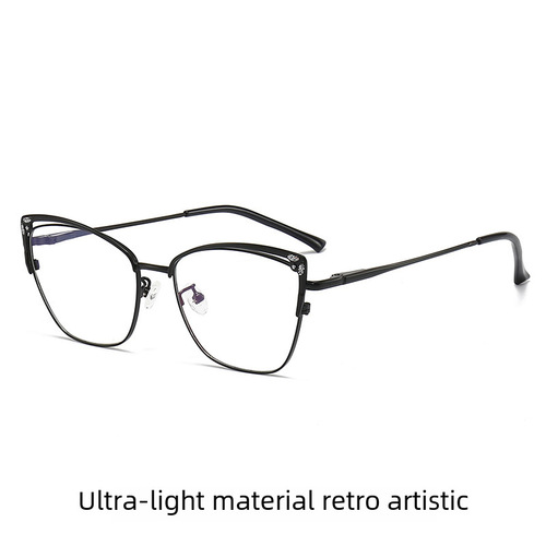 New fashion cross-border best-selling rhinestone slingshot mirror frames, available with prescription or non-prescription lenses, cat-eye style, plain-faced, artistic frames for women