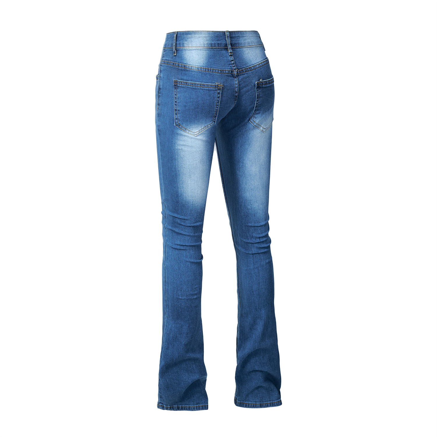 ChicShe Cross-Border Europea Ad North America Skiy Stretch Tassel Flared Wome's Trousers Log Pats Solid Color Jeas_voghion.com