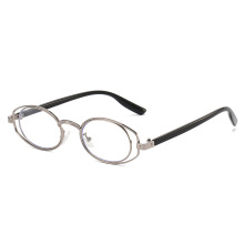 2025跨境个性双环椭圆时尚眼镜框 欧美小框圆形未来科技ins平光镜