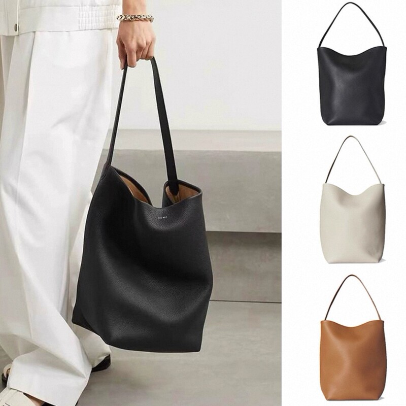 Cross-Border the Bucket Bag Row Genuine Leather Large-Capacity Bag Soft Leather High-End Commuter Tote Shoulder Handbag for Women Cross-Border the Bucket Bag Row Genuine Leather Large-Capacity Bag Soft Leather High-End Commuter Tote Shoulder Handbag for Women