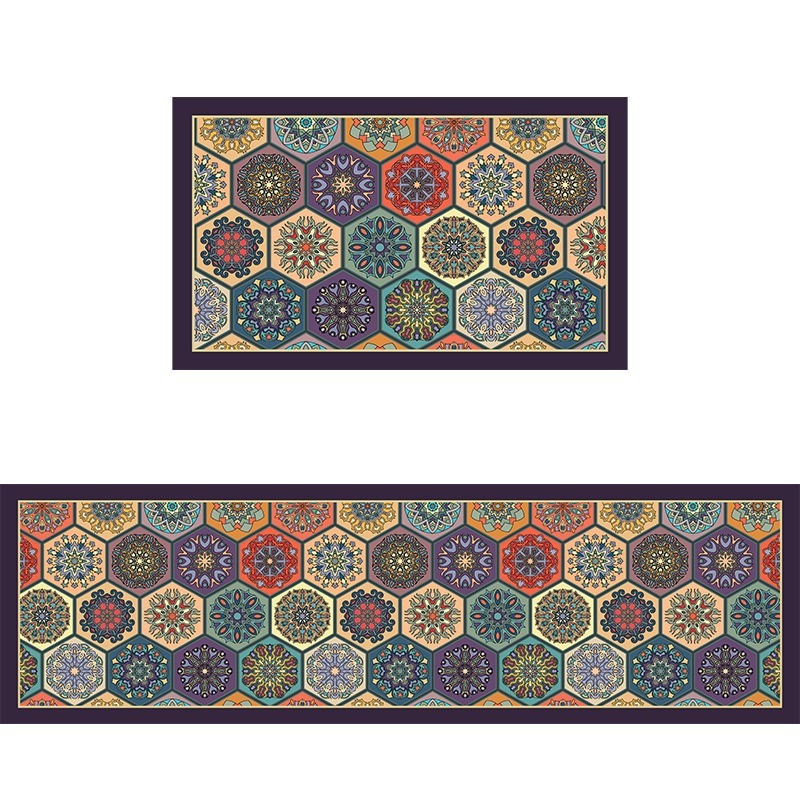 Bohemian Style Cross-Border New Kitchen Combination Floor Mat Floral Persian Household Non-Slip Diatomaceous Earth Absorbent Foot Mat