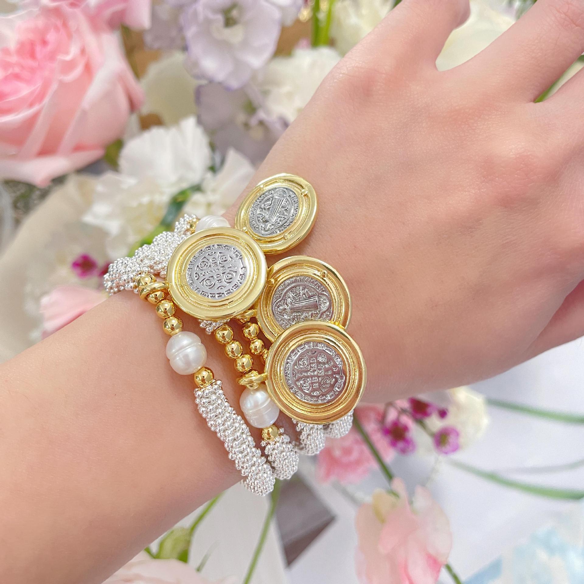 20g Weight Copper Pendant Material Caviar Bracelet Classification Wholesale Jewelry IG Style Virgin Mary Copper Caviar Bracelet