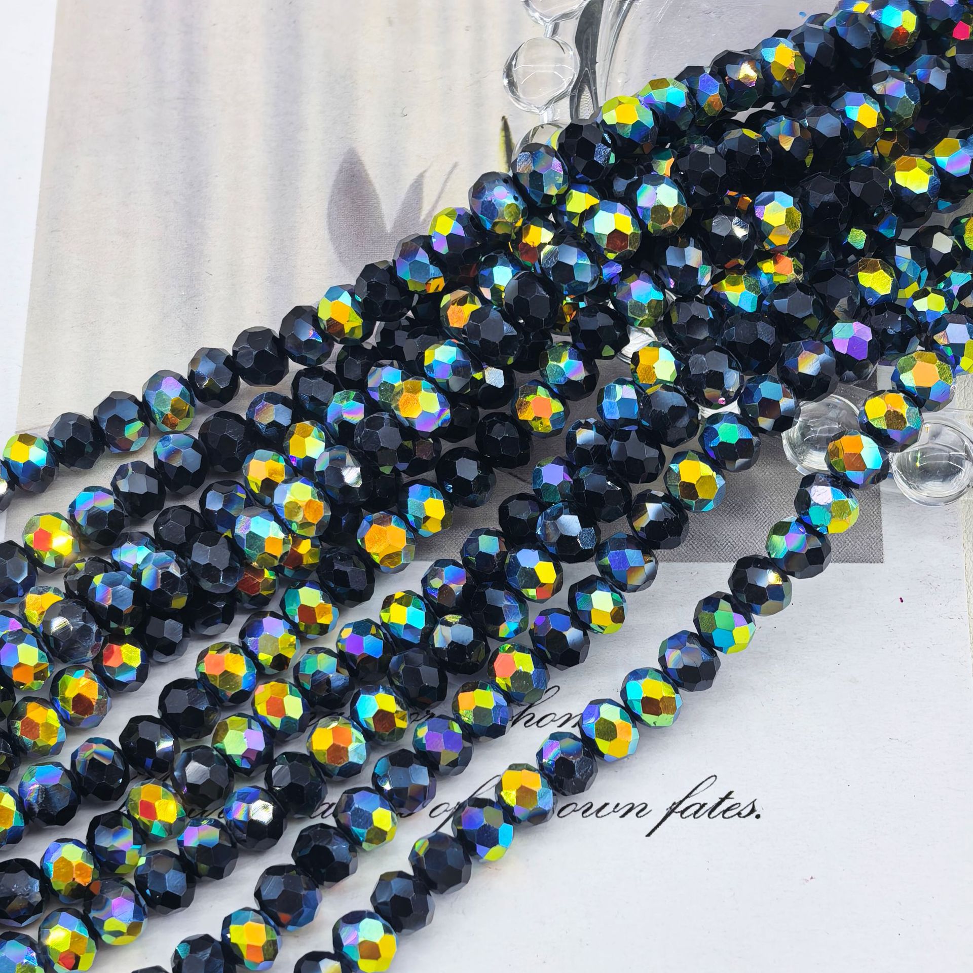 Cuentas de cristal planas y redondas de 4/6/8 mm, cuentas de cristal brillantes hechas a mano para joyería DIY, cuentas sueltas para collar y pulsera