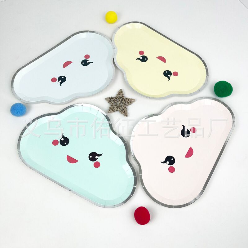 50% off Promotional 4 Mixed Disposable Cartoon White Cloud Paper Plates Birthday Cake Plates Holiday Party Party Pack