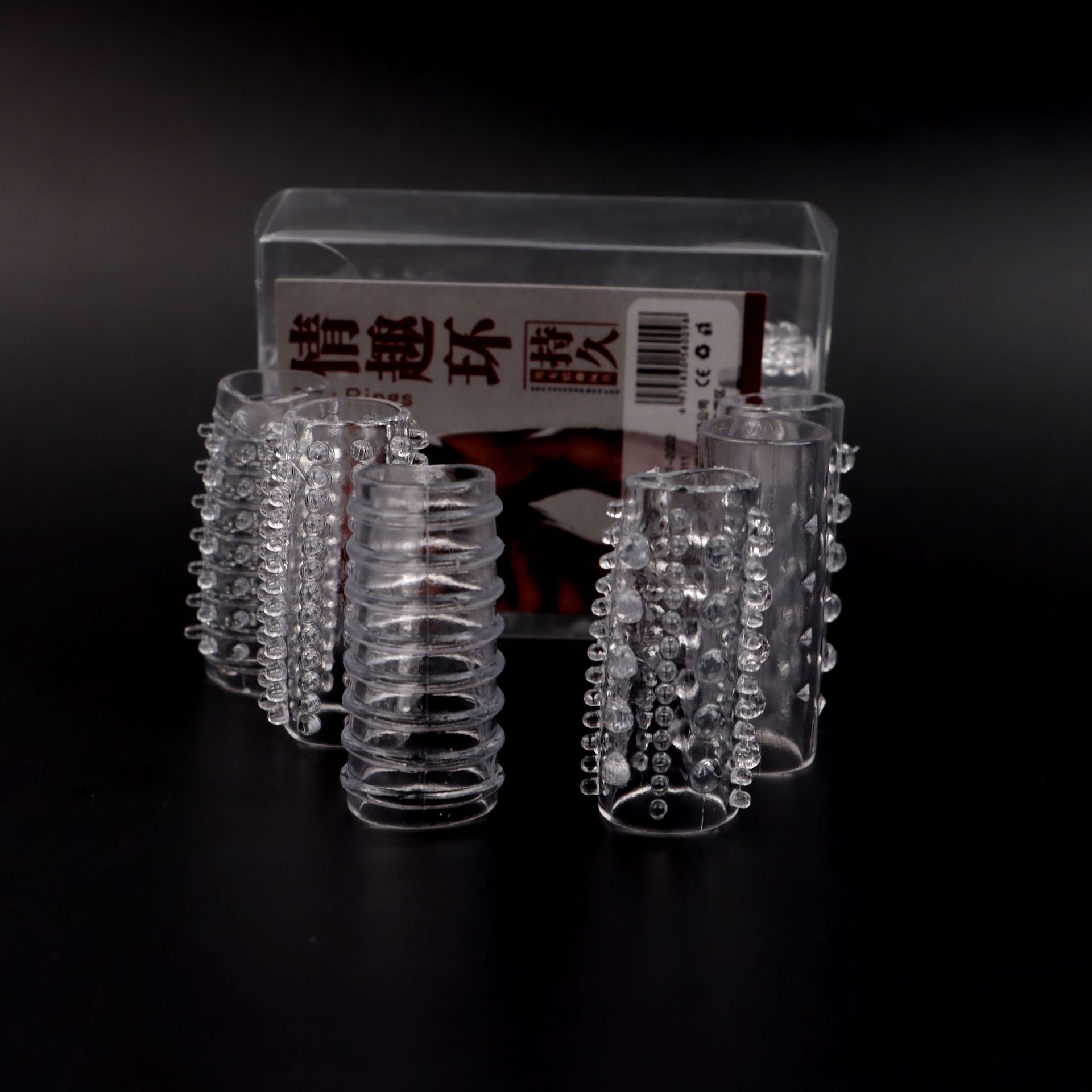 Sexy Semen Locking Ring, Small 6-Piece Set, Particle-Blocking Ring, Male Penis Condom, Sex Toy, Wolf Tooth Condom, 6-Pack