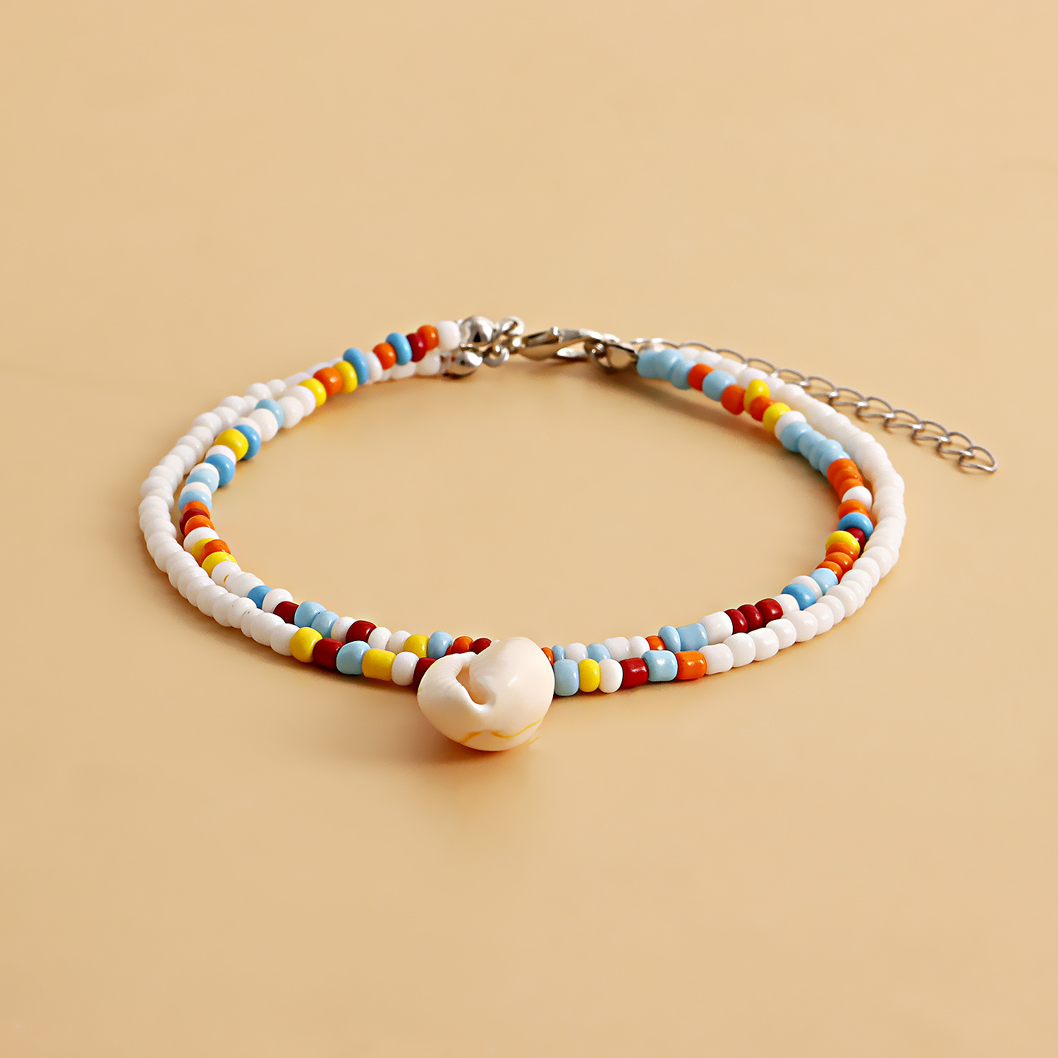Women'S Gender Wholesale Jewelry Fashion Colorful Foot Shell Alloy Seed Bead Shell Beaded Anklet