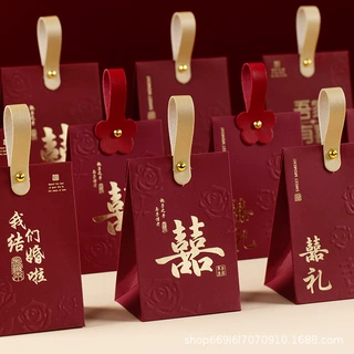结婚喜糖盒子2026新款高级感喜糖袋婚礼中国风订婚装糖果礼盒空盒