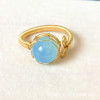 Blue organic sapphire ring, 14 carat