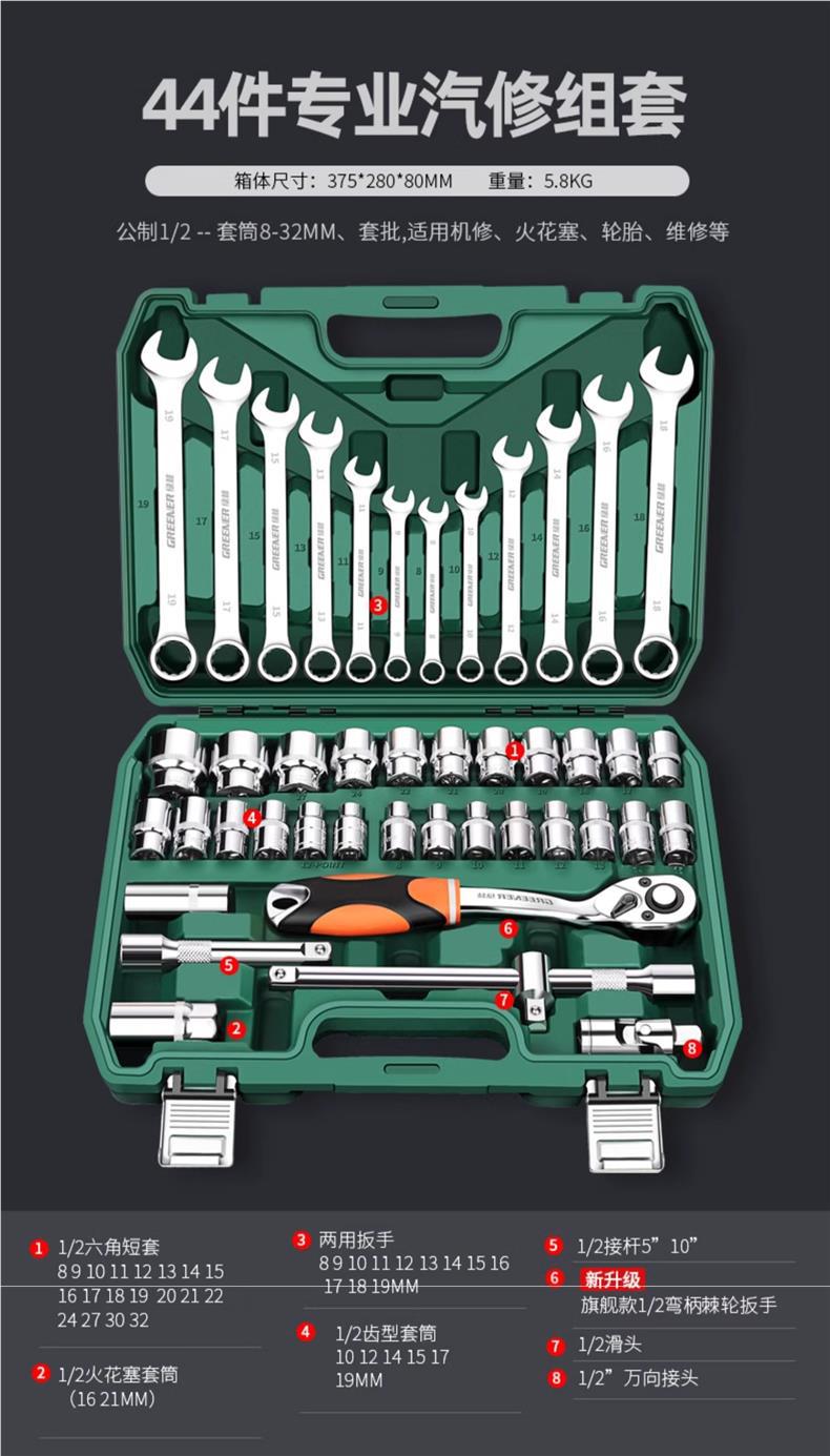 Auto Repair Tool Set, Socket Wrench, Ratchet, Car Repair Combination, Car Repair Tool Box, Multi-Functional Small Tool Set