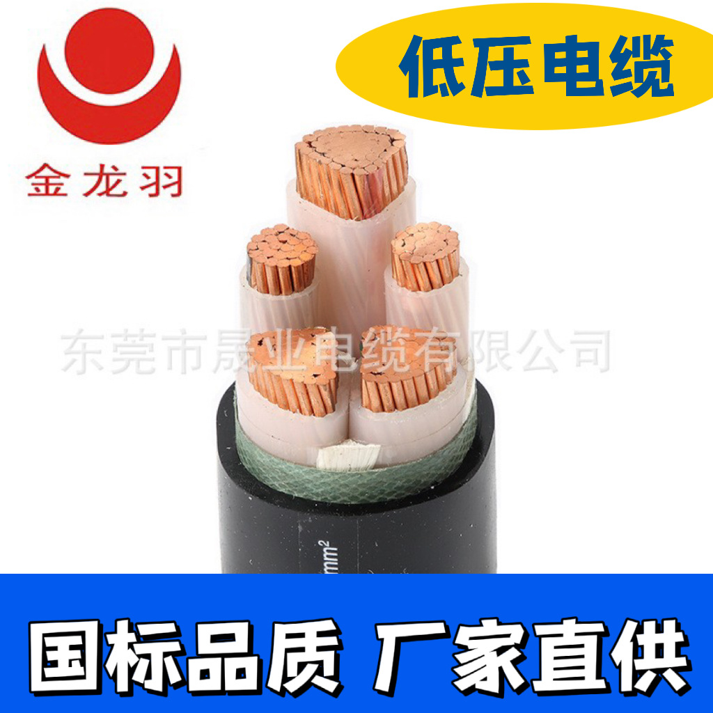 金龙羽电线电缆阻燃YJV150-300五芯3+2无氧铜护套电缆线国标电缆