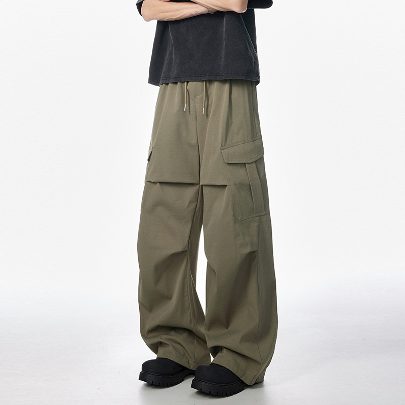 Jack Chuan Yang Street Style Plissee Wasserdichte Cargo Herren Sommer Neue Paar Scimitar Lose Weite Bein Hosen_voghion.com