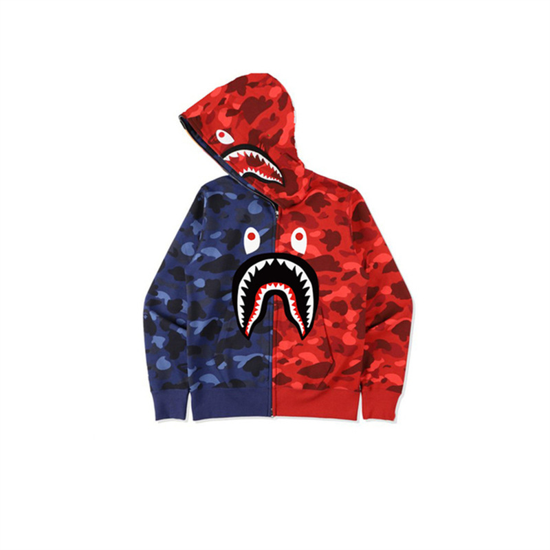 Cross-Border New Bape Shark Head Ape Head 3D Hoodie Jacket Trendy Brand Full-Zip Hoodie in Various Colors for Men Cross-Border New Bape Shark Head Ape Head 3D Hoodie Jacket Trendy Brand Full-Zip Hoodie in Various Colors for Men