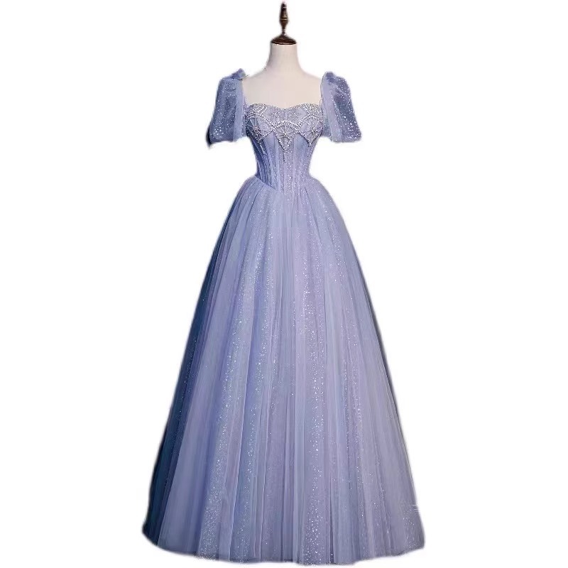 Vestido de noche azul 2026 nuevo sentido de alto nivel en fuga de vestido de princesa día de la adultez de los estudiantes ascenso a la escuela presidiendo el temperamento mágico
