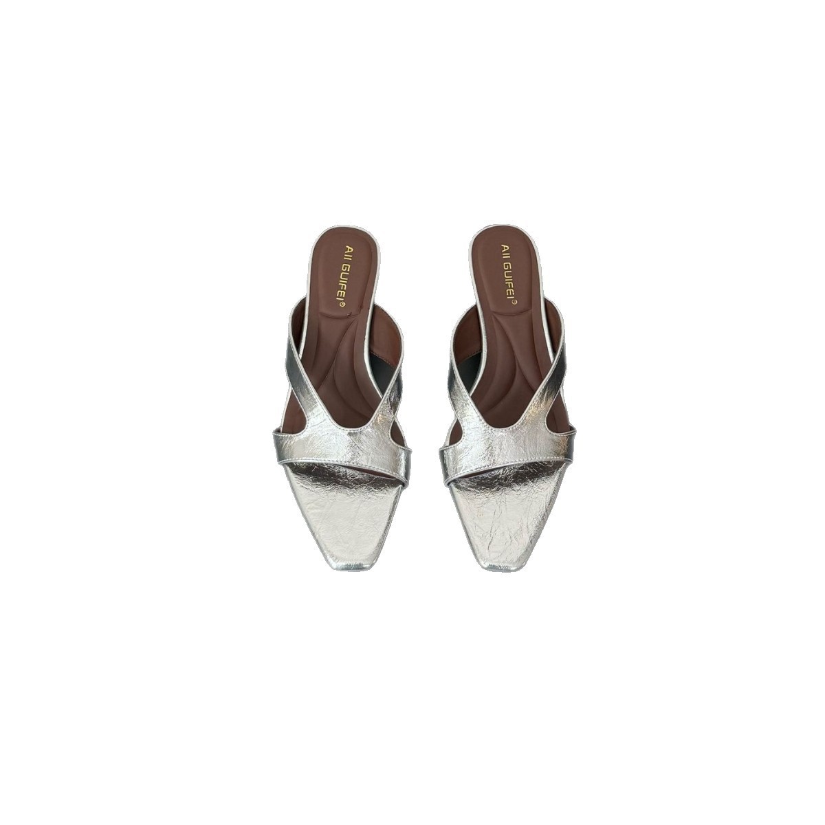 Romantic and delicate retro universal slide sandals square toe open…